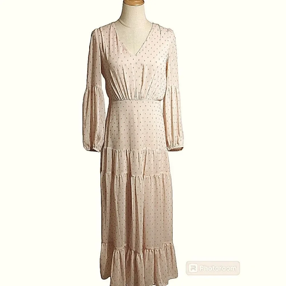 Taylor Pink Light Polka Dot Maxi Dress